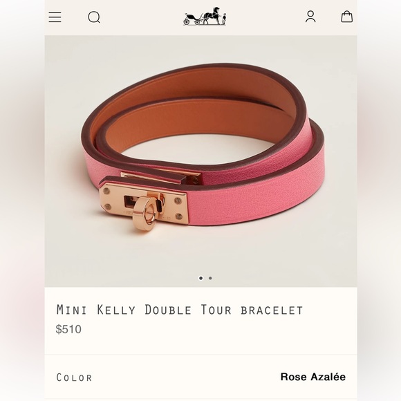 Hermes Mini Kelly Double Tour Bracelet Rose Azalee with rose gold hardware Sz T1 - Picture 4 of 8
